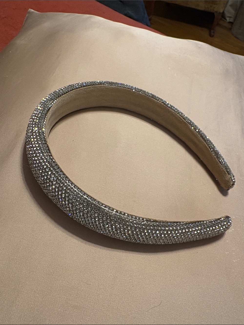 Sparkling Rhinestone Padded Headband - Silver